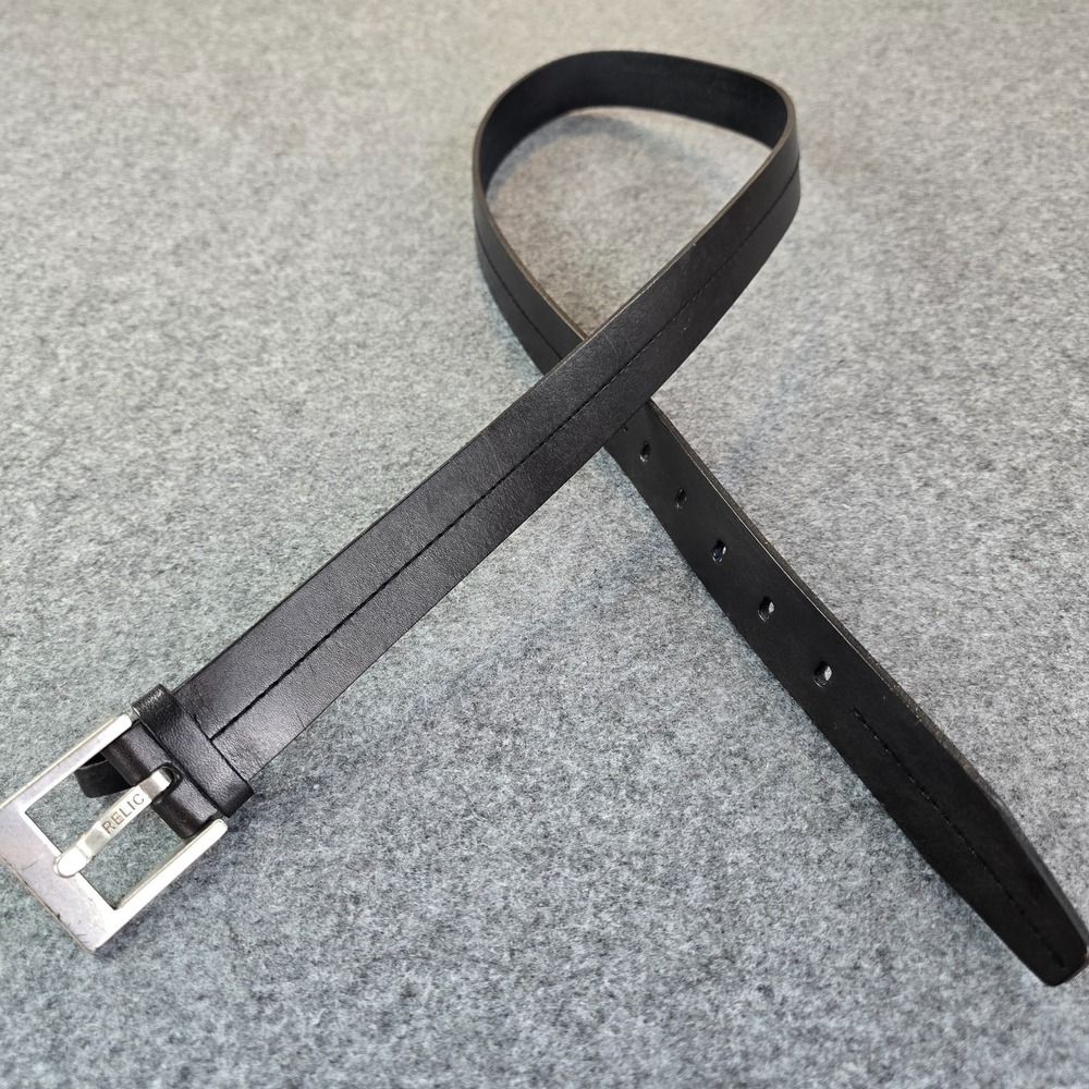 Relic Men's Dress Belt XL Black Leather Adjustable Belt with Buckle RL562800104